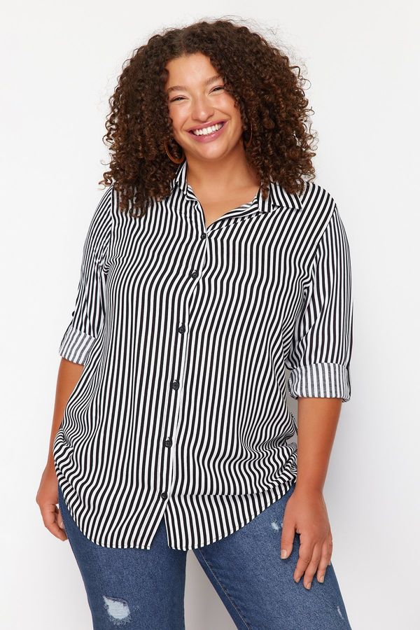 Trendyol Trendyol Curve Black and White Striped Shirt