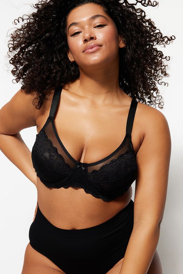 Trendyol Trendyol Curve Black Balconette Lace Bra