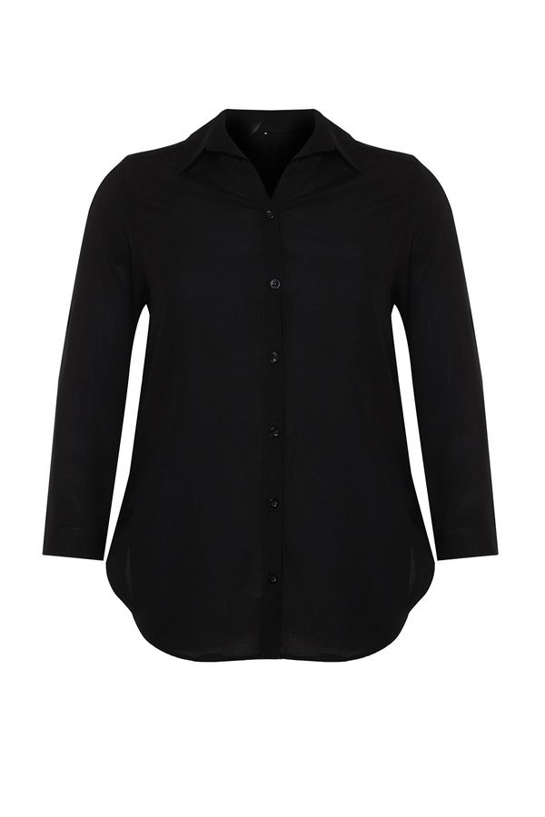 Trendyol Trendyol Curve Black Basic Oversize Woven Shirt