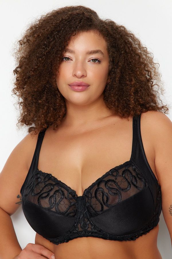 Trendyol Trendyol Curve Black Brode Embroidered Micro Bra