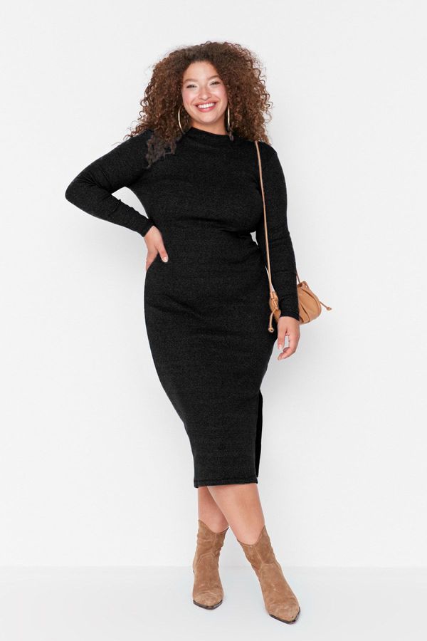 Trendyol Trendyol Curve Black Camisole Knit Plus Size Dress