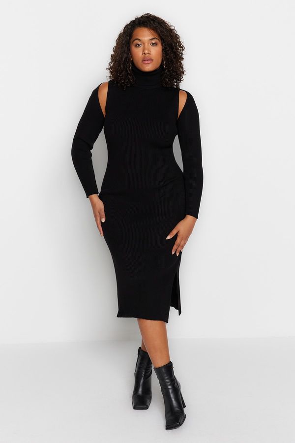 Trendyol Trendyol Curve Black Cut Out Detailed Knit Dress