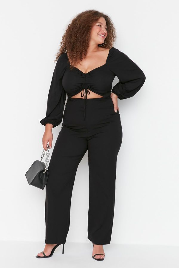 Trendyol Trendyol Curve Black Cut Out Detailed Woven Overalls