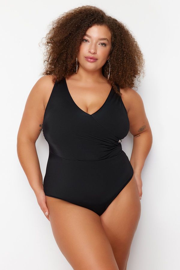 Trendyol Trendyol Curve Black Double Breasted Covered Swimsuit with Recovery Effect