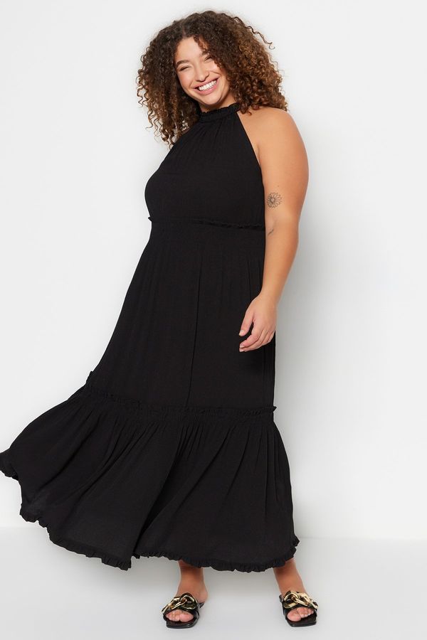 Trendyol Trendyol Curve Black Halter Neck Woven Dress