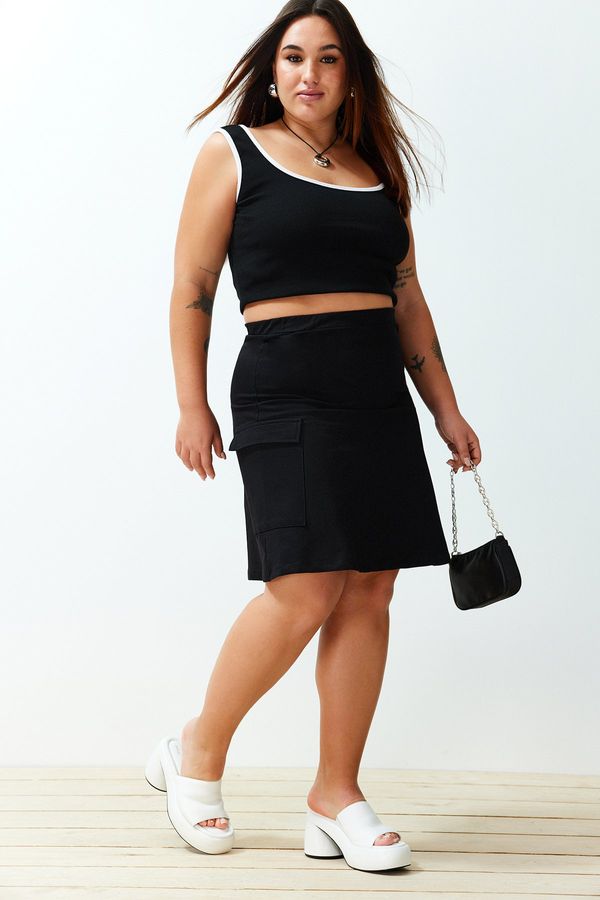 Trendyol Trendyol Curve Black Mini Knitted Skirt with Pockets