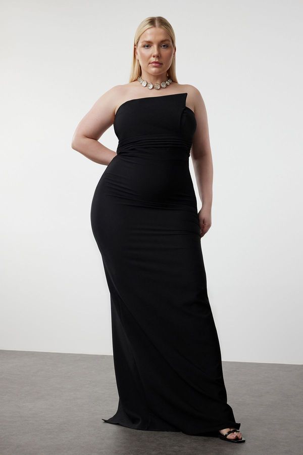 Trendyol Trendyol Curve Black One-Shoulder Detailed Long Evening Dress