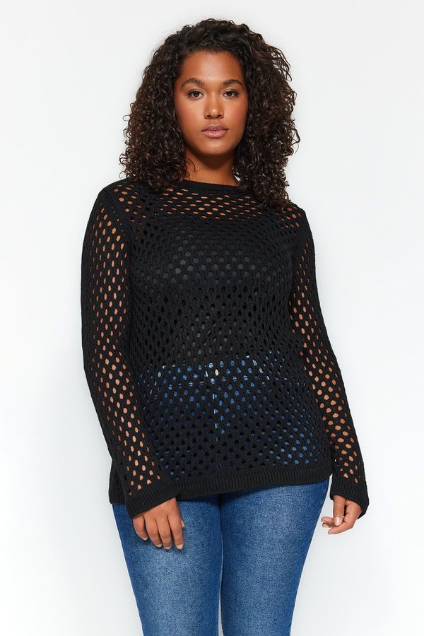 Trendyol Trendyol Curve Black Openwork/Perforated Knitwear Sweater