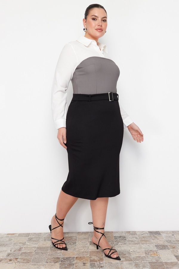 Trendyol Trendyol Curve Black Pencil Knitted Skirt