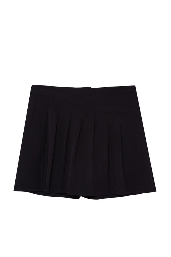 Trendyol Trendyol Curve Black Pleated Woven Shorts Skirt