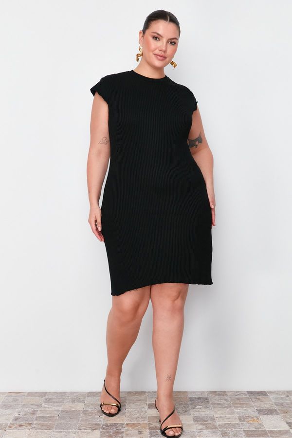 Trendyol Trendyol Curve Black Ribbed Knitwear Dress