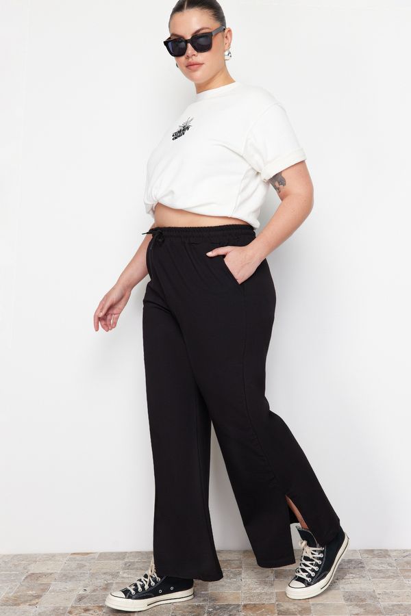 Trendyol Trendyol Curve Black Slit Detailed Thin Knitted Sweatpants