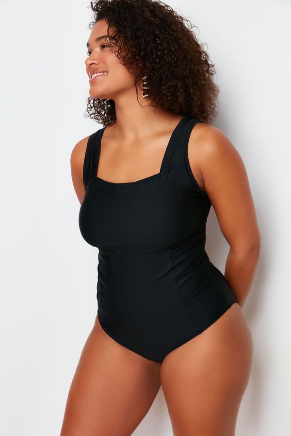 Trendyol Trendyol Curve Black Square Neck Knitted Swimsuit