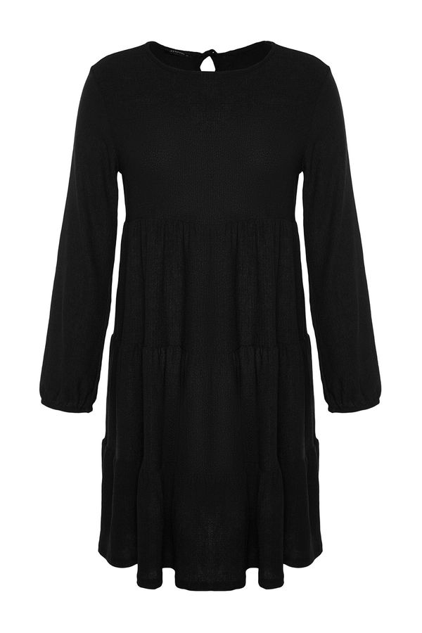 Trendyol Trendyol Curve Black Straight A-line Mini Knitted Dress