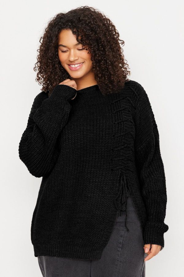 Trendyol Trendyol Curve Black Tie Detail Knitted Sweater