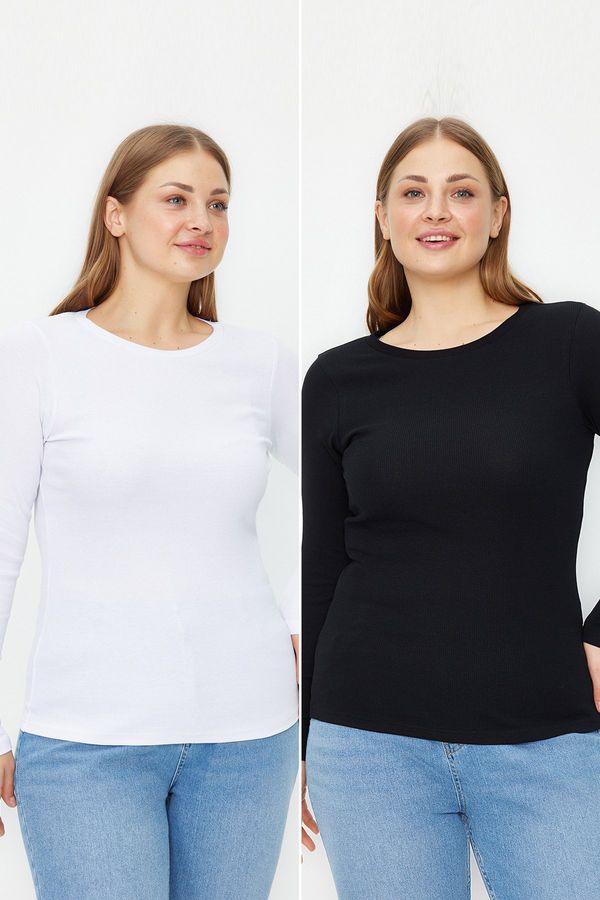 Trendyol Trendyol Curve Black-White Crew Neck Knitted Blouse