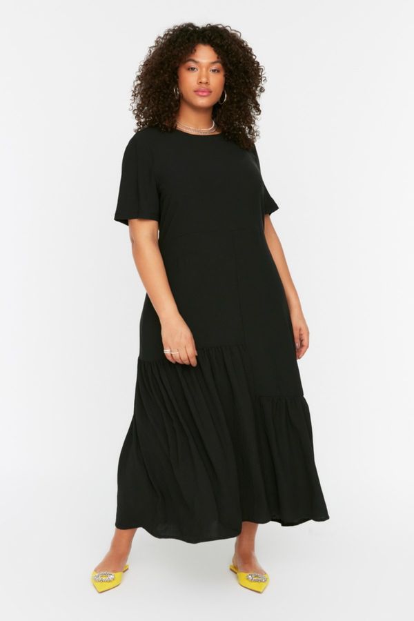 Trendyol Trendyol Curve Black Woven Ruffle Dress