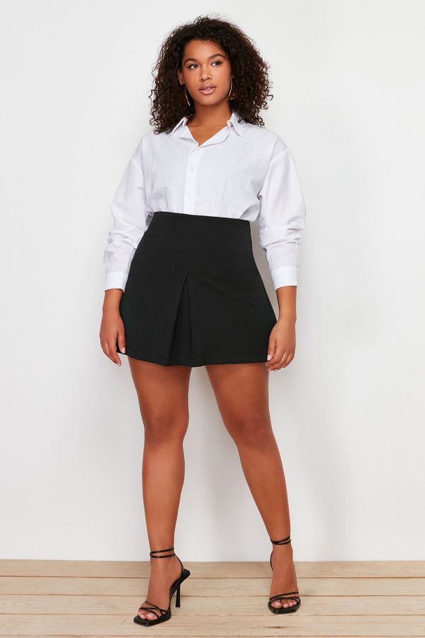 Trendyol Trendyol Curve Black Woven Short Skirt