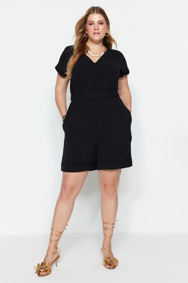 Trendyol Trendyol Curve Black Woven V-Neck Jumpsuit