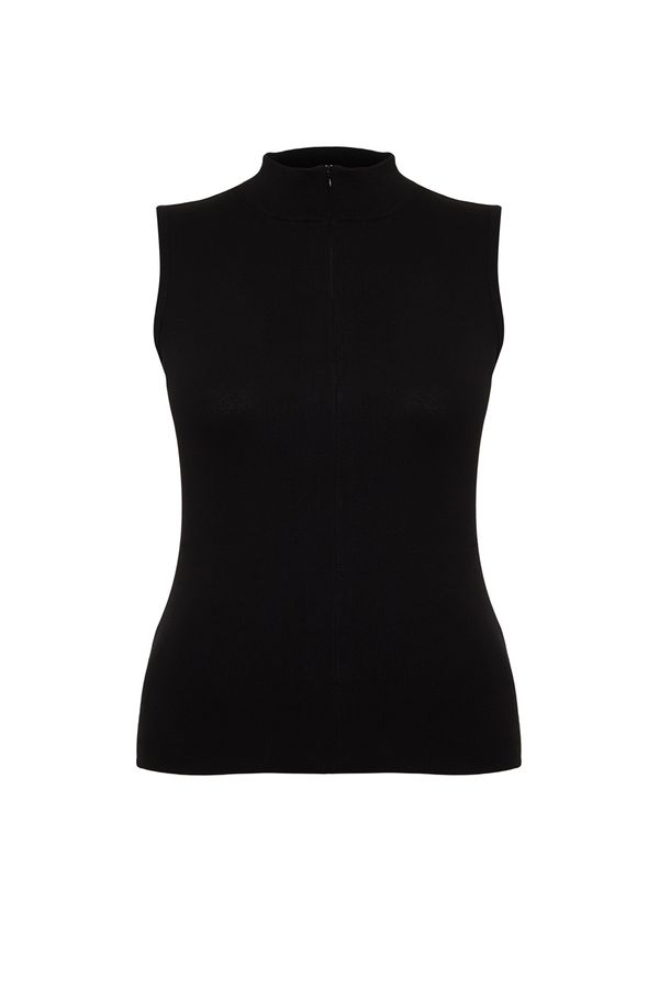 Trendyol Trendyol Curve Black Zippered Knitted Blouse