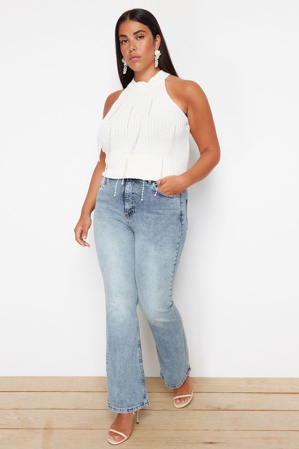 Trendyol Trendyol Curve Blue High Waist Flare Fit Plus Size Jeans