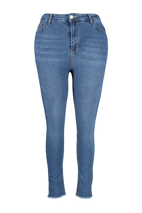 Trendyol Trendyol Curve Blue High Waist Pocket Detailed Stretchy Skinny Jeans