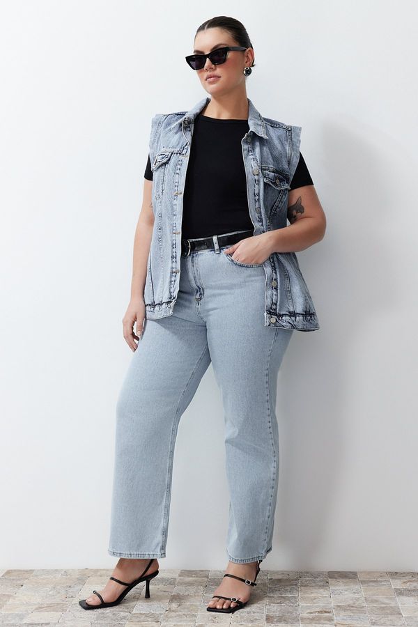 Trendyol Trendyol Curve Blue High Waist Straight Fit Jeans