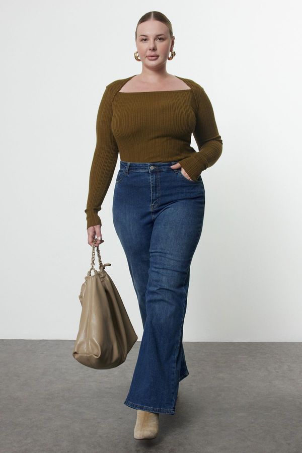 Trendyol Trendyol Curve Blue High Waist Wide Leg Plus Size Jeans