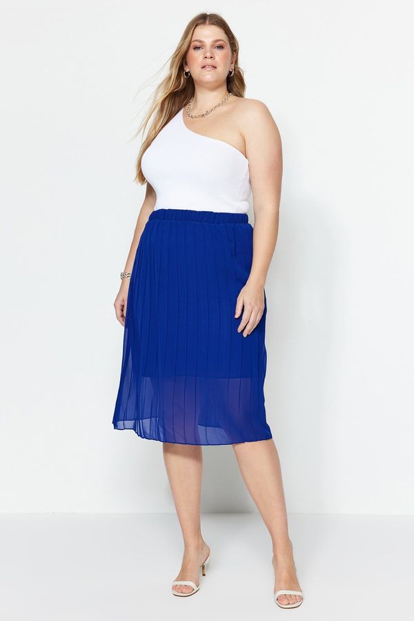 Trendyol Trendyol Curve Blue Pleated Woven Skirt
