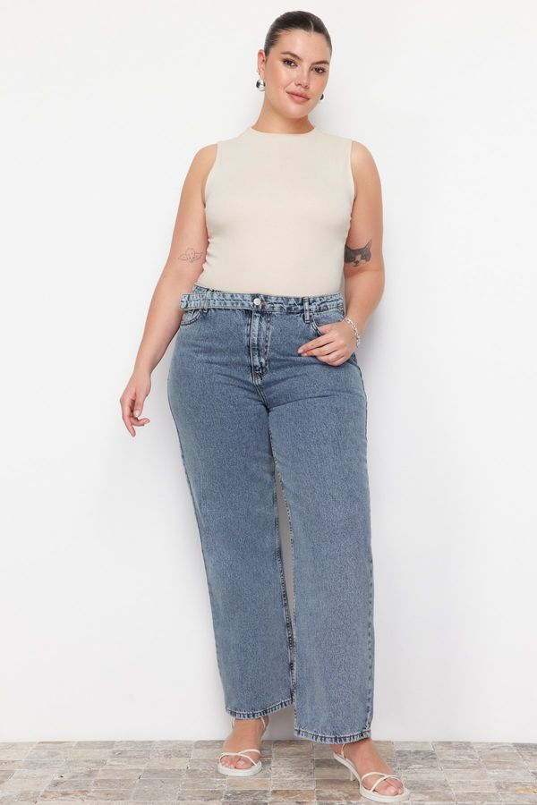 Trendyol Trendyol Curve Blue Wide Cut Jeans