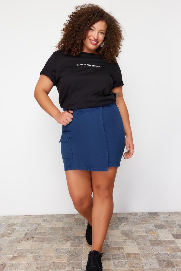 Trendyol Trendyol Curve Blue Wrap Denim Shorts Skirt