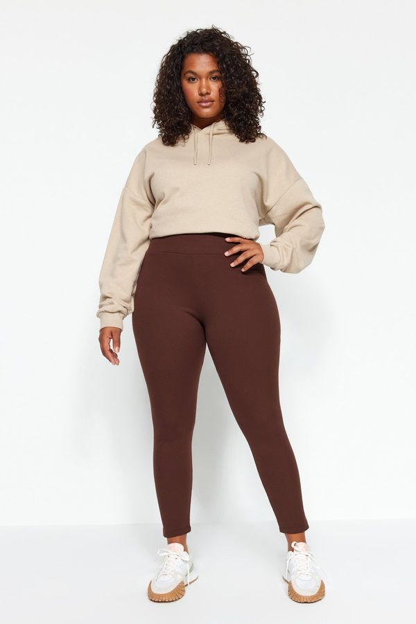 Trendyol Trendyol Curve Brown Knitted Leggings with Fleece