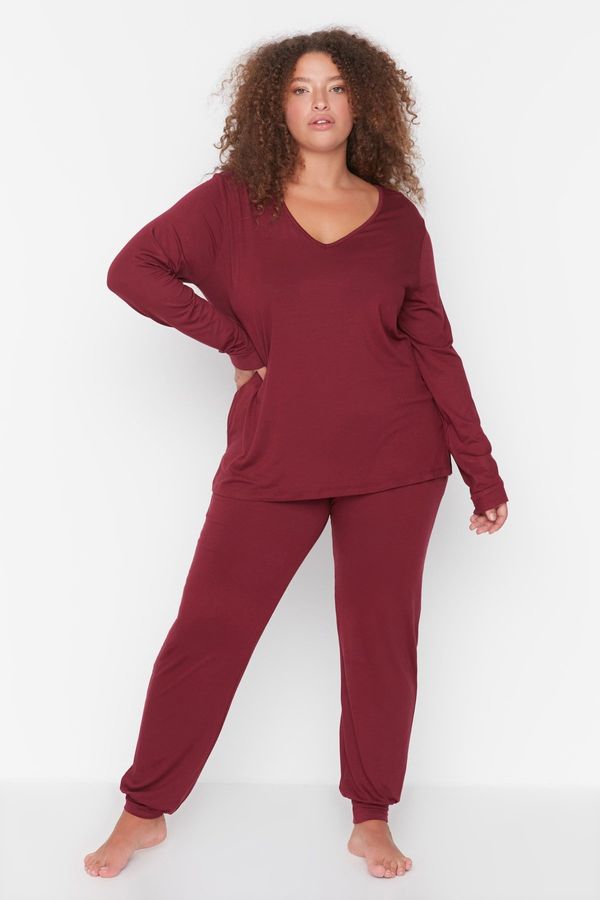 Trendyol Trendyol Curve Burgundy Pajamas Set