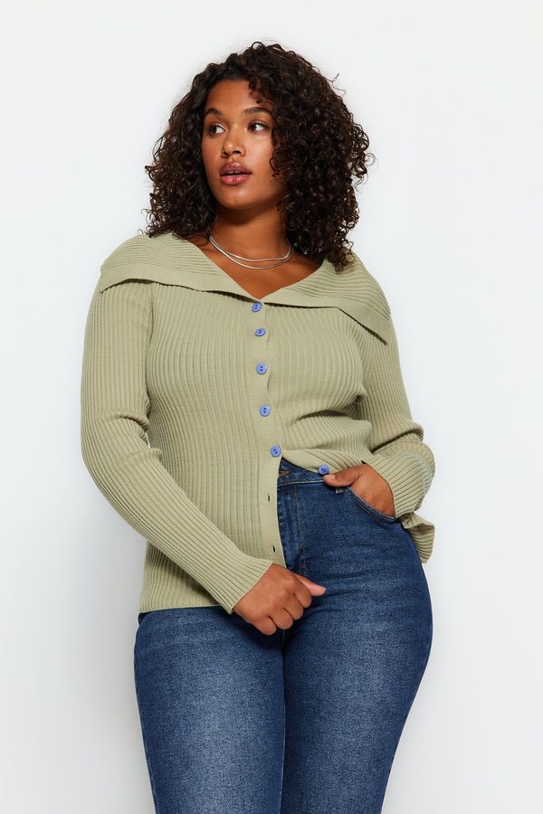 Trendyol Trendyol Curve Dark Mint Knitwear Cardigan