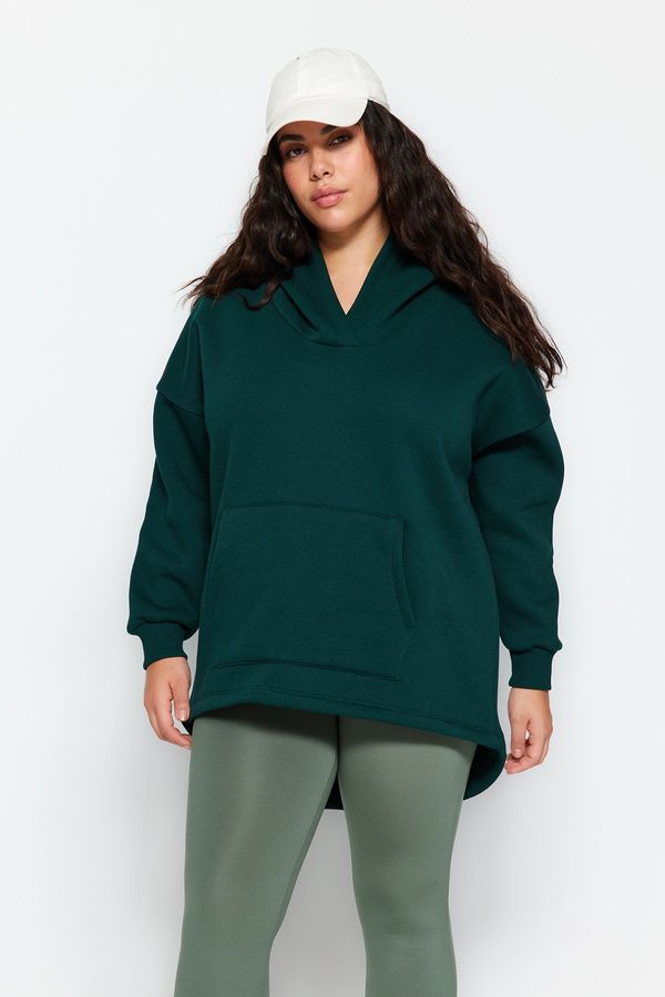 Trendyol Trendyol Curve Emerald Green Thick Fleece Inside Oversize Knitted Sweatshirt