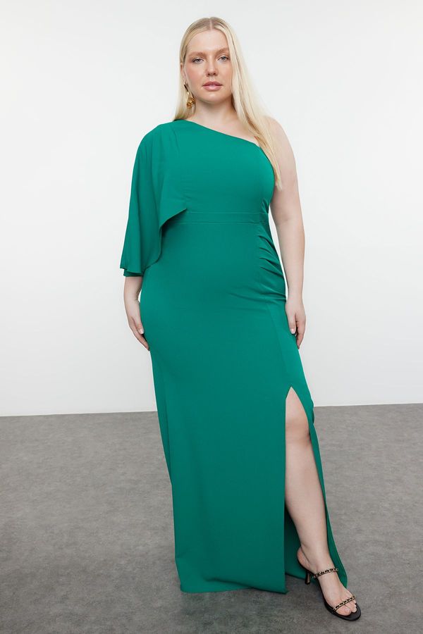 Trendyol Trendyol Curve Emerald Green Woven Evening Dress