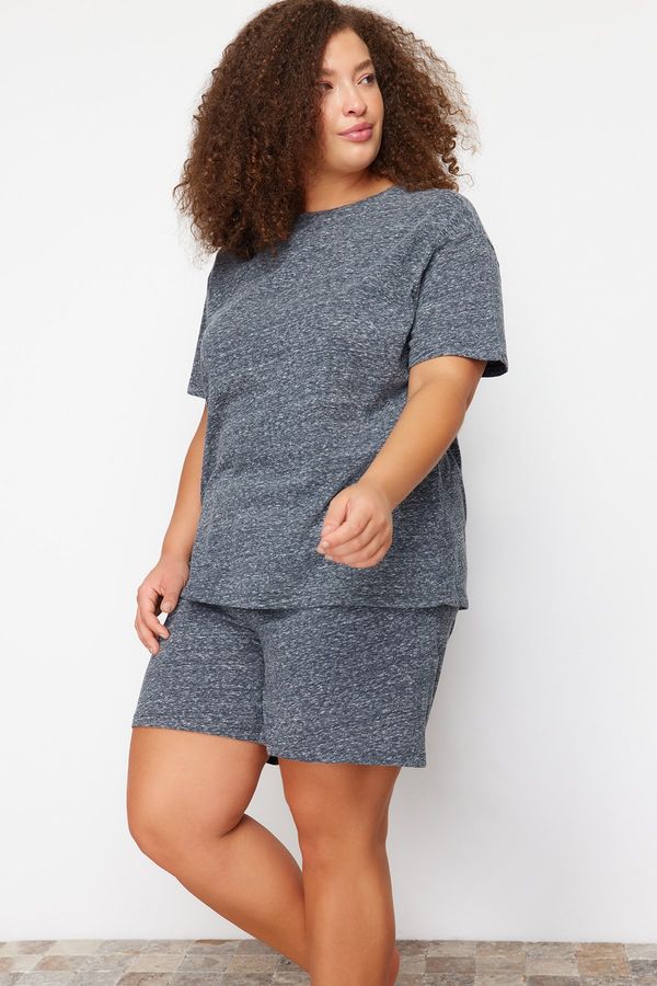 Trendyol Trendyol Curve Gray Melange Crew Neck Knitted Pajama Set