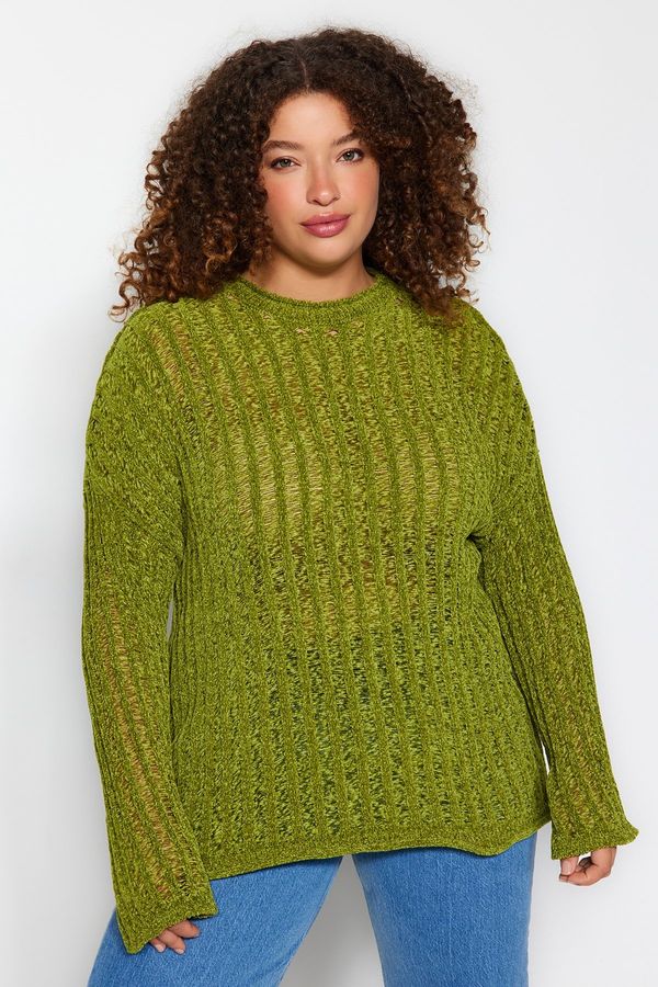 Trendyol Trendyol Curve Green Openwork/Hole Knitwear Sweater