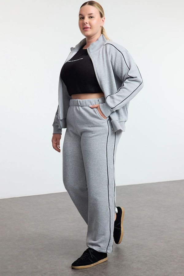 Trendyol Trendyol Curve Grey Knitted Plus Size Top-Bottom Set