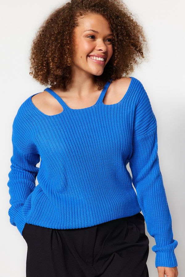 Trendyol Trendyol Curve Indigo Front With Window/Cut Out Detailed Knitwear Sweater