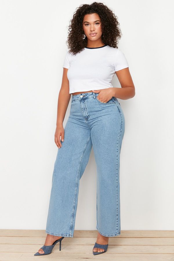 Trendyol Trendyol Curve Light Blue High Waist Wide Cut Jeans