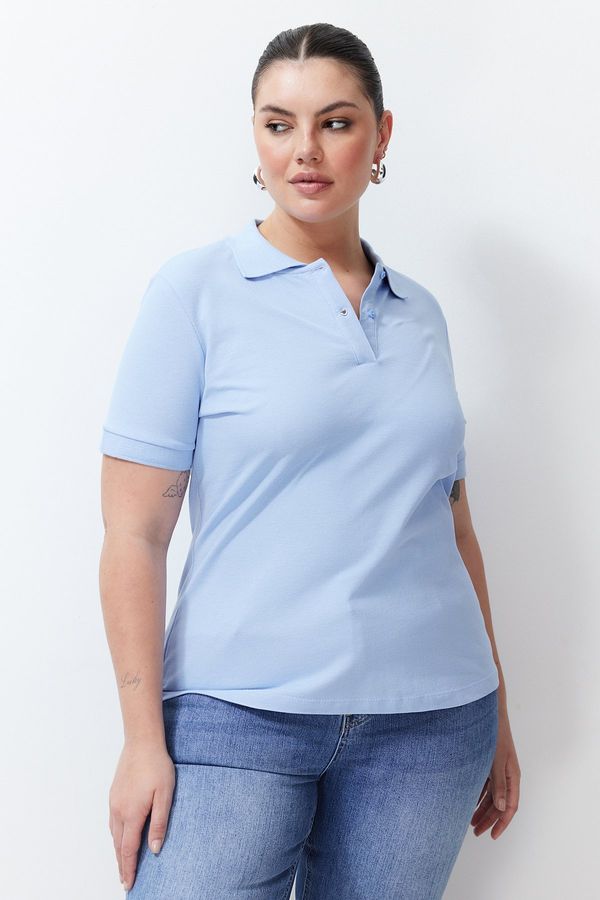 Trendyol Trendyol Curve Light Blue Polo Neck T-shirt