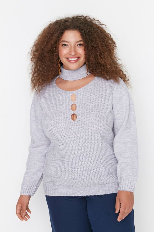 Trendyol Trendyol Curve Lilac Collar Detailed Knitwear Sweater