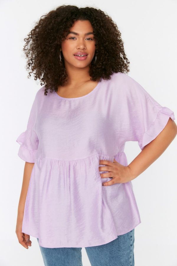Trendyol Trendyol Curve Lilac Knitted Ruffle Blouse