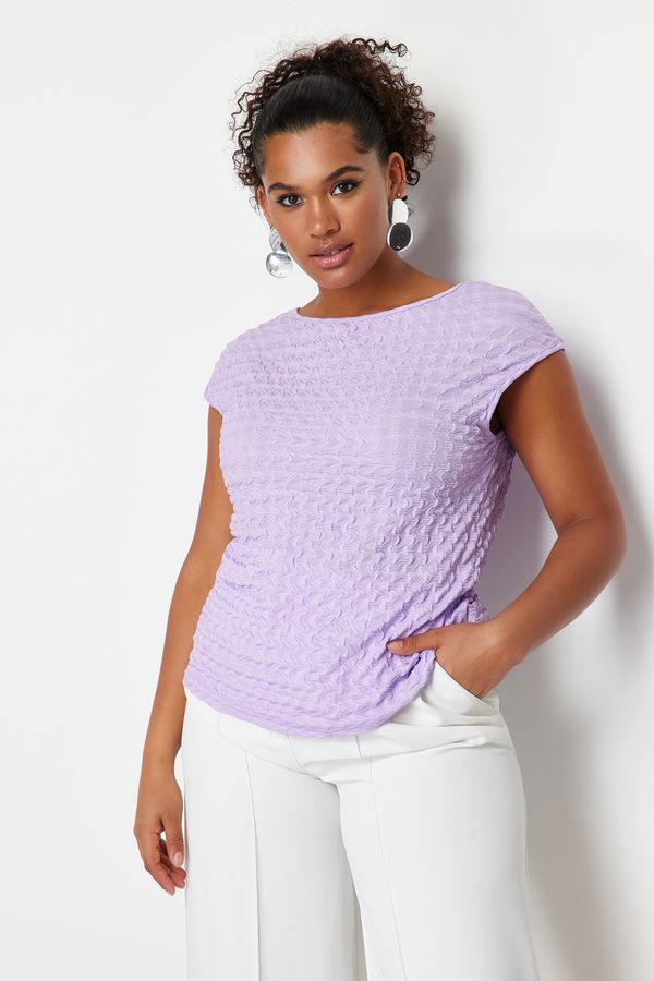 Trendyol Trendyol Curve Lilac Textured Knitted Blouse