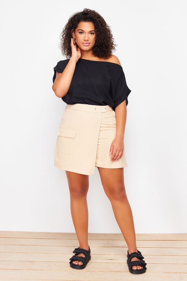 Trendyol Trendyol Curve Mink Gabardine Mini Short Skirt