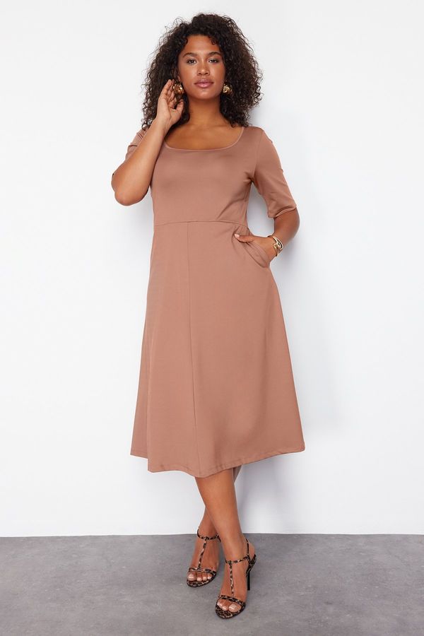 Trendyol Trendyol Curve Mink More Sustainable Midi Knitted Dress