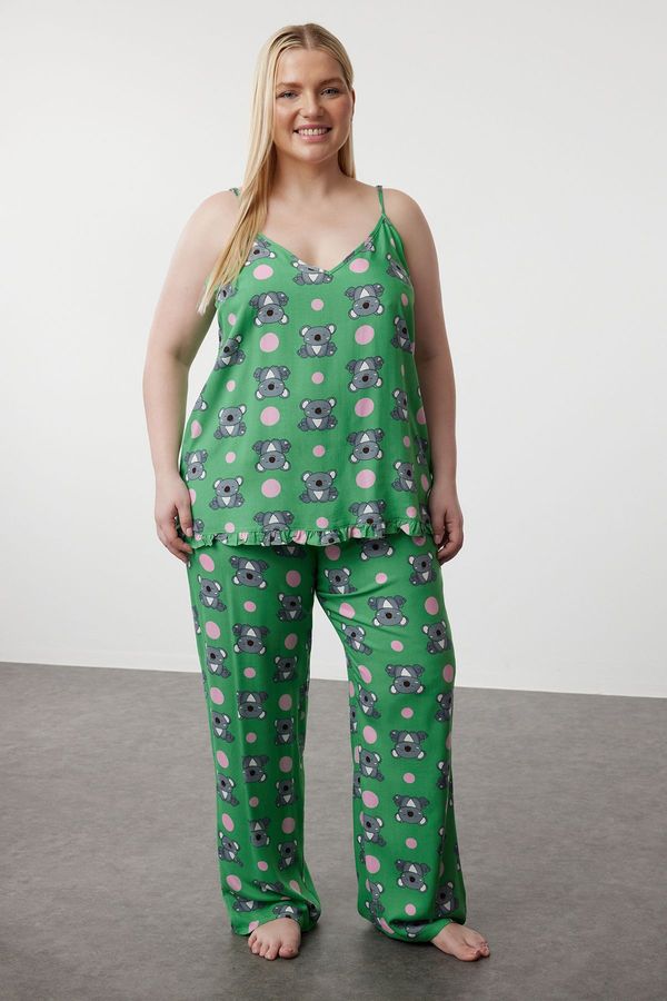 Trendyol Trendyol Curve Mint Koala Patterned Woven Pajama Set