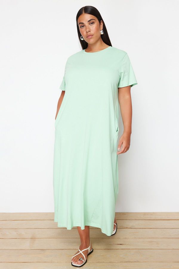 Trendyol Trendyol Curve Mint Midi Knitted T-shirt Dress