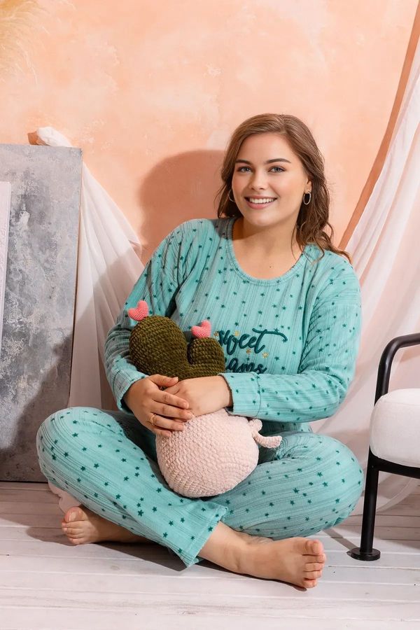 Trendyol Trendyol Curve Mint Star Pattern Knitted Pajamas Set